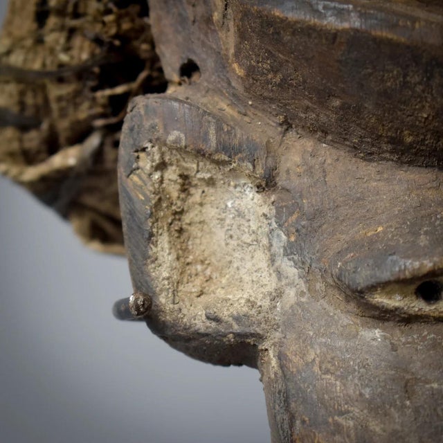 Early 20th Century Bearded Pende Mask with Woven Hood For Sale - Image 9 of 11