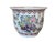 Vintage Chinoiserie Multicolor Painted Ceramic Cachepot Asian Lettering on underside Opening measures 5" x 5" Base...