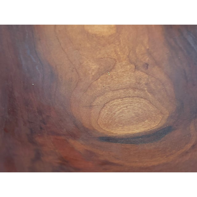 Modern Hand-Turned Cherry Wood Bowl Signed by O. Lufton For Sale - Image 9 of 15