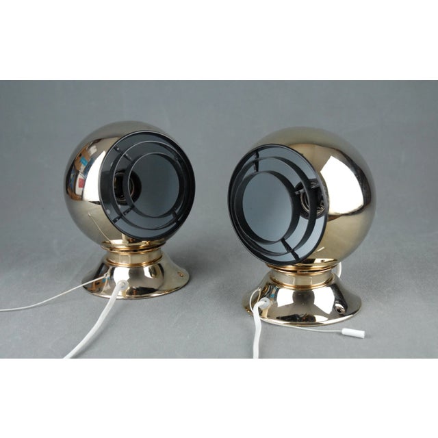24 Carot Gold-Plated Magnetic Eyeball Wall Lamps from Abo Rangers, Denmark, Set of 2 For Sale - Image 15 of 15
