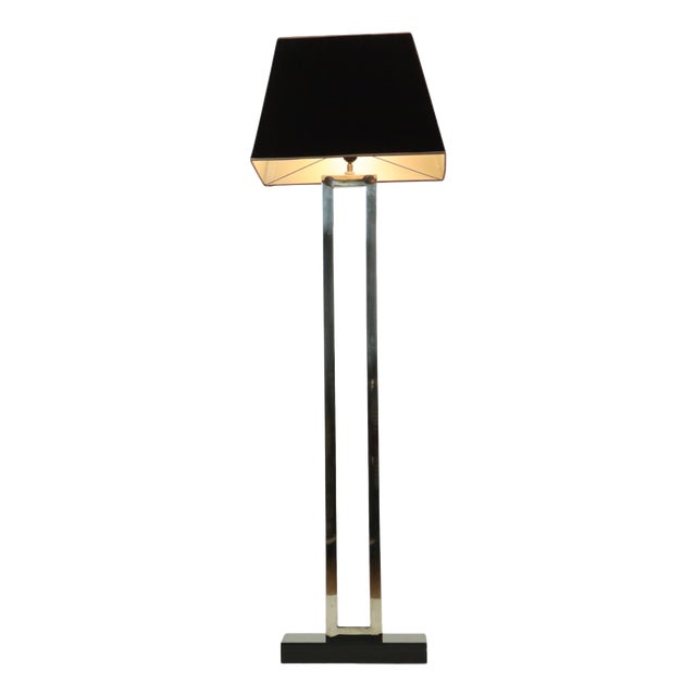 Floor Lamp in Stainless Steel and Granite Base For Sale
