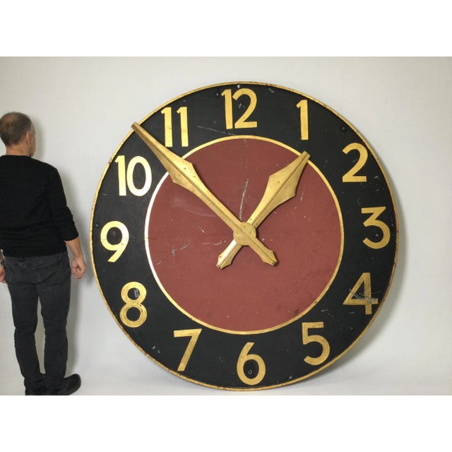 Mid 20th Century Acretectual Clock Face with Gilt Numbers & Hands For Sale In Philadelphia - Image 6 of 13