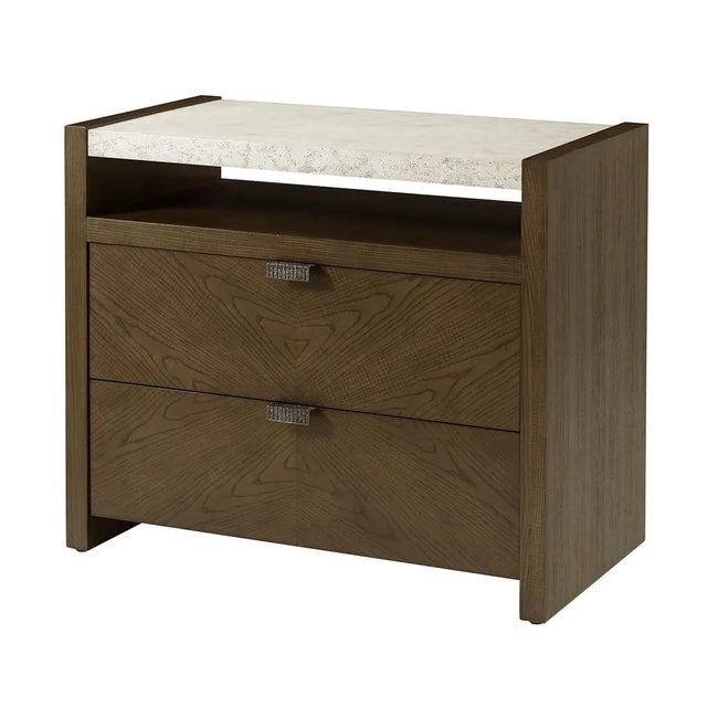 Modern Pair of Dark Modern Two Drawer Nightstands For Sale - Image 3 of 7