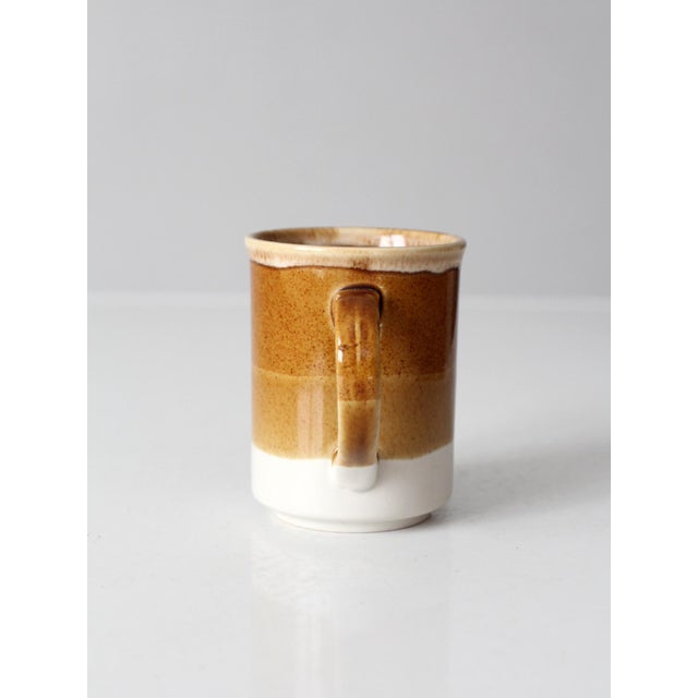 Vintage 1970s Brown Tan and Cream Ceramic Coffee Mug For Sale - Image 4 of 12