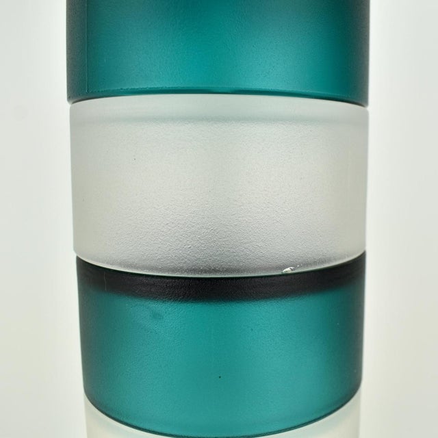 Mid 20th Century Scandinavian Attributed to Venini Murano Glass Teal Clear Murano Table Lamp For Sale - Image 9 of 9