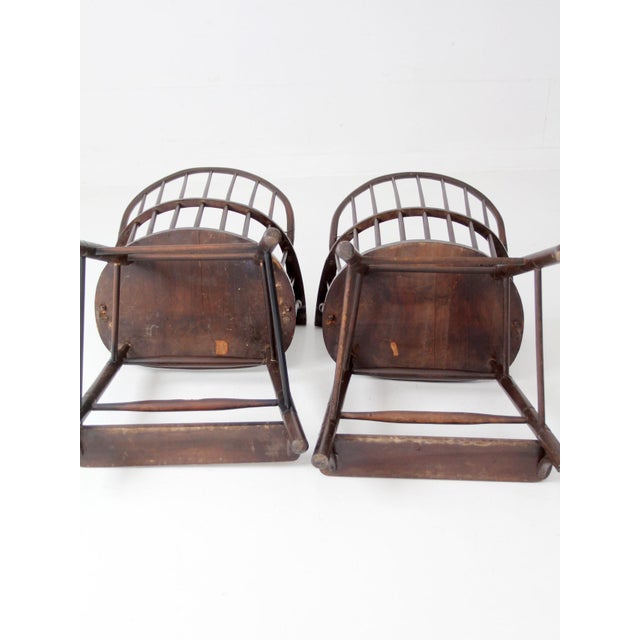 Brown Antique Windsor Billiard Chairs Pair For Sale - Image 8 of 18