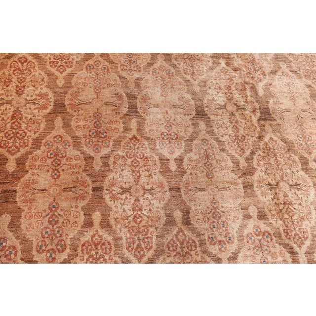 Authentic 1900s Persian Tabriz Handmade Brown Handmade Wool Rug For Sale - Image 12 of 12