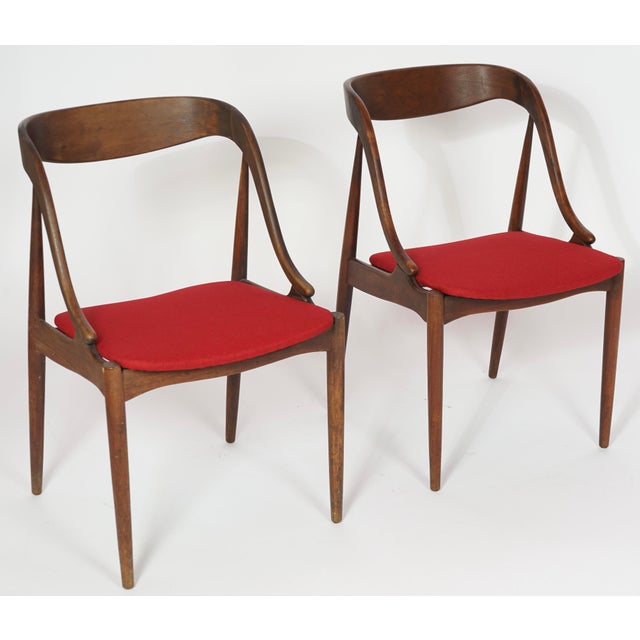 Mid Century Vintage 1960s Danish Johannes Andersen for Uldum Mobelfabrik Set of 2 Dining /Accent Chairs For Sale - Image 10 of 10