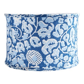 The House of Scalamandré Maiden Floral Drum Shade, Denim For Sale