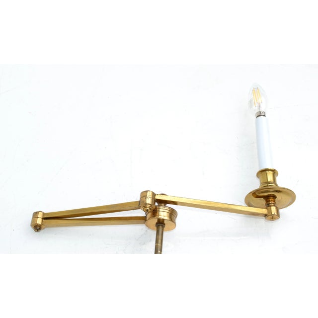 Large Maison BaguesFrance Brass Retractable Sconce, Wall Lamps, Light - Pair For Sale In Miami - Image 6 of 13