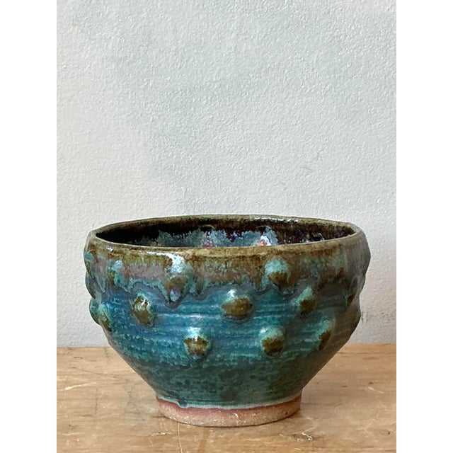 Late 20th Century Vintage Boho Glazed Ceramic Pottery Bowl For Sale - Image 5 of 5