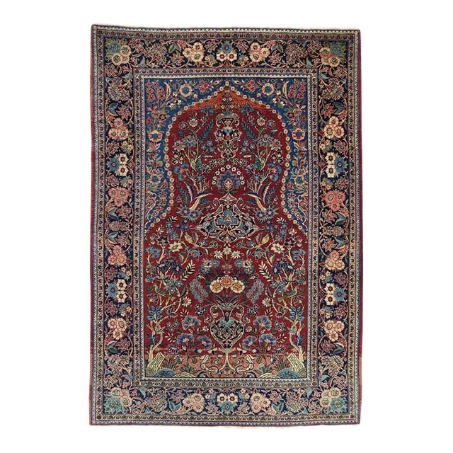 Vintage Persian Kashan Rug 4'4'' X 6'6'' For Sale