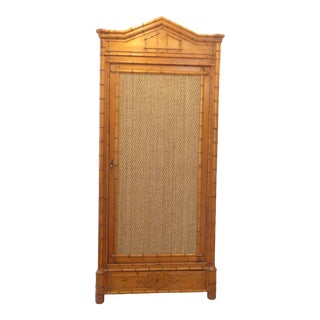 Vintage French Faux Bamboo One Door Armoire For Sale
