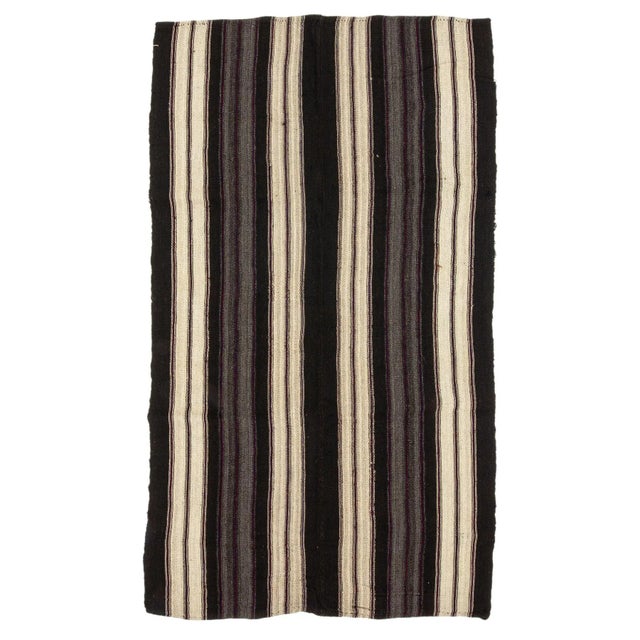 Textile 1960s Vintage Striped Handwoven Kilim Rug- 5′2″ × 9′2″ For Sale - Image 7 of 7