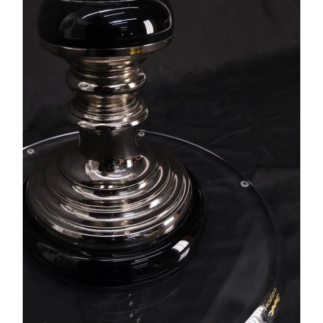 Mid Century Modern Haziza Clear Lucite Round Pedestal Side Table Stand For Sale - Image 12 of 13