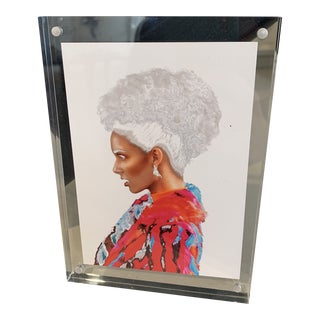 "Technicolor Raincoat" Contemporary Expressionist Portrait Photograph in Lucite Frame For Sale
