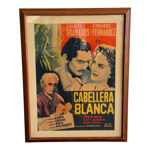 Vintage “Cabellera Blanca” Framed Film Poster For Sale