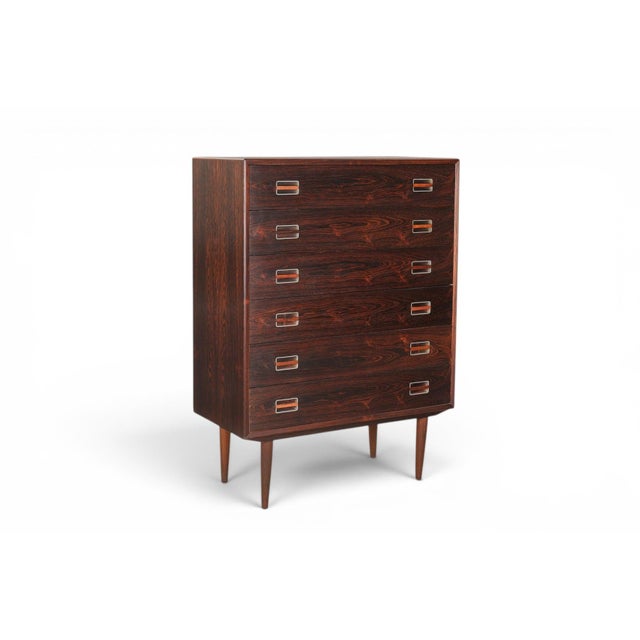 Mid-Century Modern 1960s Danish Six Drawer Highboy Dresser in Brazilian Rosewood For Sale - Image 3 of 4