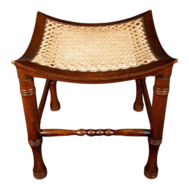 Wood and Cord Thebes Stool, 19th C For Sale