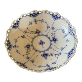1960s Royal Copenhagen Blue Fluted Full Lace Bowl For Sale