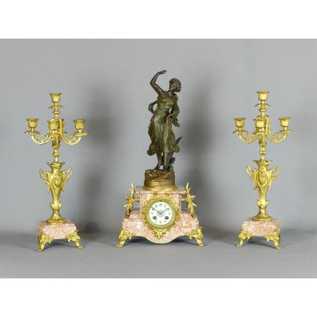 French Art Nouveau Poésie Clocks from Japy Freres, 1878, Set of 3 For Sale - Image 13 of 14