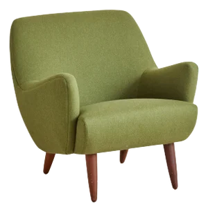 Olive Green Upholstered Armchair, Denmark 1950s