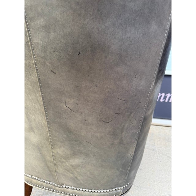 Pair of Hooker Furniture Faux-Leather Army-Green/Gray Maya Chairs For Sale - Image 17 of 18