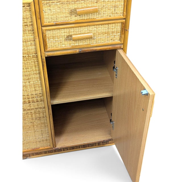 Wicker Cabinet with 3 Doors and 2 Drawers, 1970s For Sale - Image 9 of 12