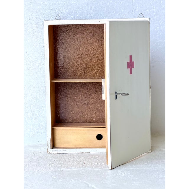 Mid-Century Wooden Wall-Mounted Medicine Cabinet with Drawer, 1960 For Sale - Image 10 of 13