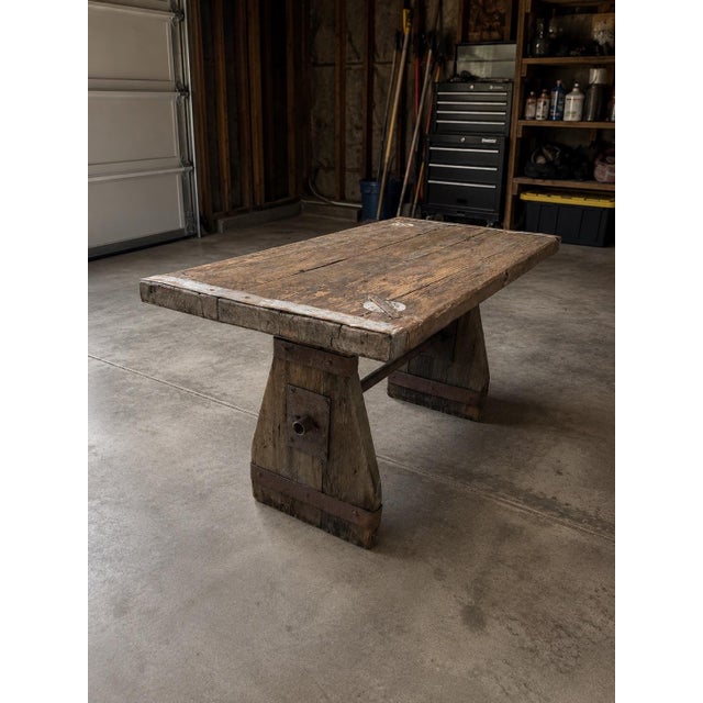Farmhouse Rustic Ship Hatch Door Industrial Table For Sale - Image 4 of 8