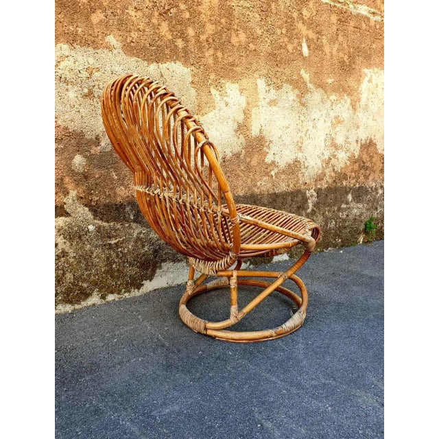 Brown Italian Wicker Chair by Tito Agnoli, 1962 For Sale - Image 8 of 9
