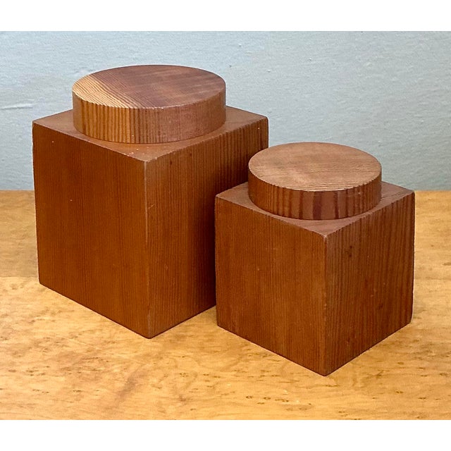 Vintage Square Wood Storage Boxes - Set of 2 For Sale - Image 11 of 12