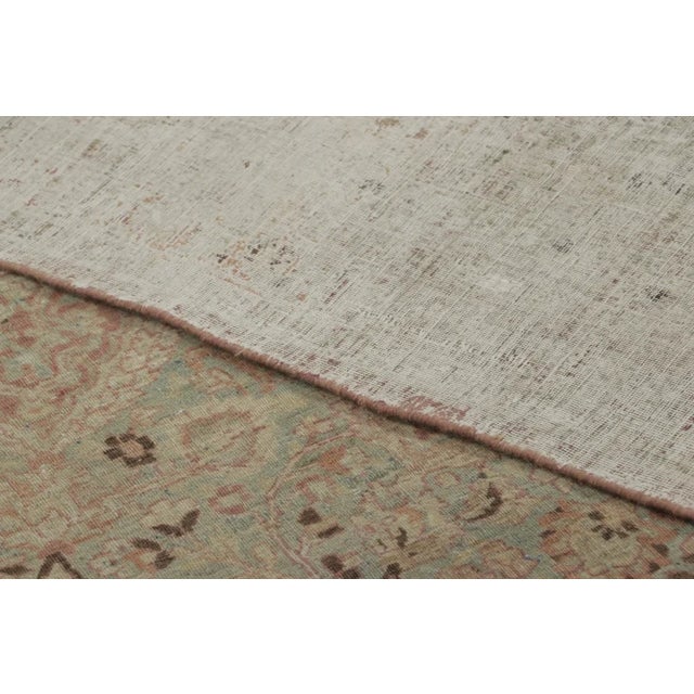 Textile Oversized Antique Persian Mashad Rug in Gold With Floral Medallion - Rug & Kilim For Sale - Image 7 of 7
