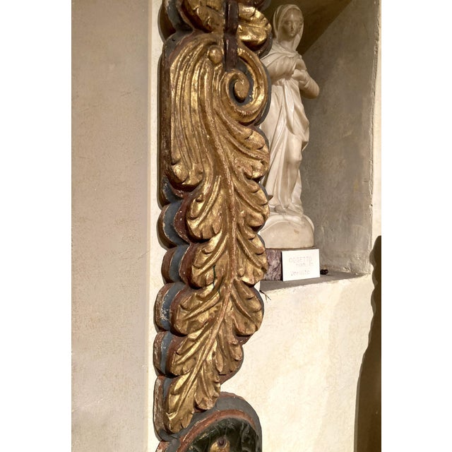 18th Century Antique Italian Polychrome Painted Handcarved Pilaster Friezes, Set of 2 For Sale - Image 12 of 18