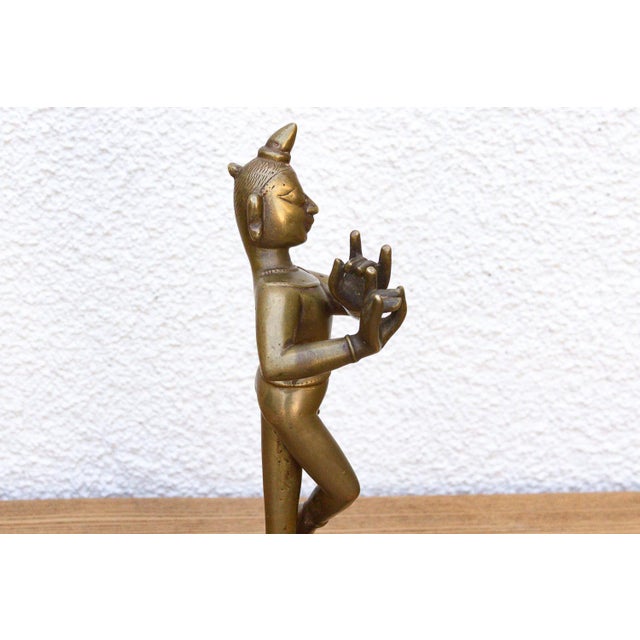 Metal 19th Century Indian Brass Krishna Figure For Sale - Image 7 of 10