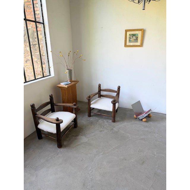 1940s Lounge Chairs in Oak by Dudouyt, 1950s, Set of 2 For Sale - Image 5 of 18