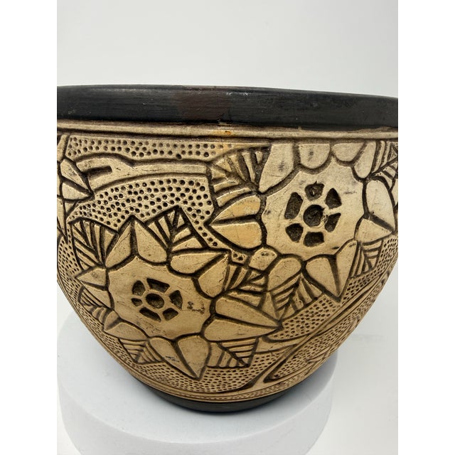 Antique Weller Burntwood Arts & Crafts Floral Pottery Jardiniere, Circa 1910 For Sale - Image 9 of 12