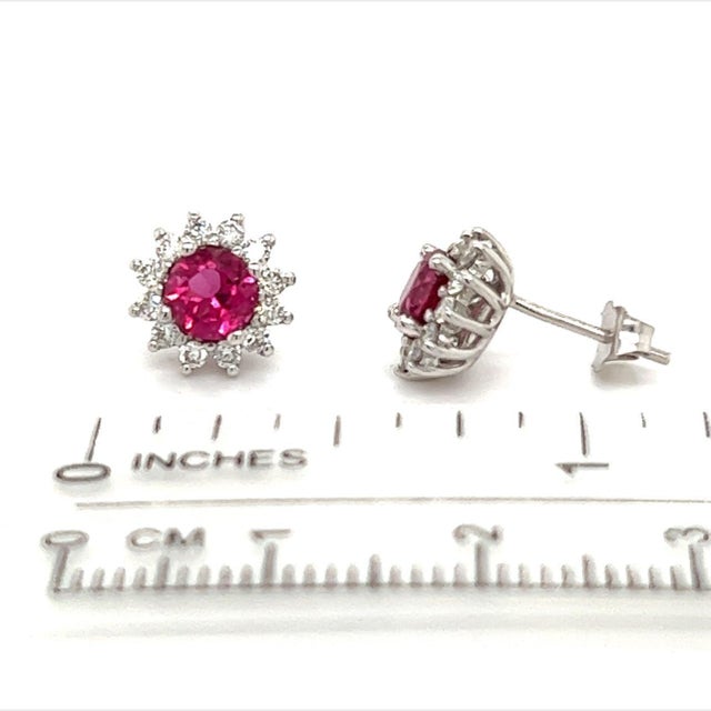 Diamond Rubellite Tourmaline Earrings 14k Gold 1.36 Tcw Certified For Sale - Image 12 of 13