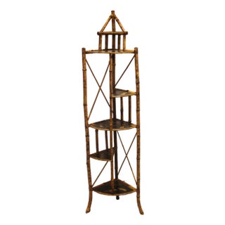 Circa 1880-1900 English Bamboo Multi-Tier Corner Etagere For Sale