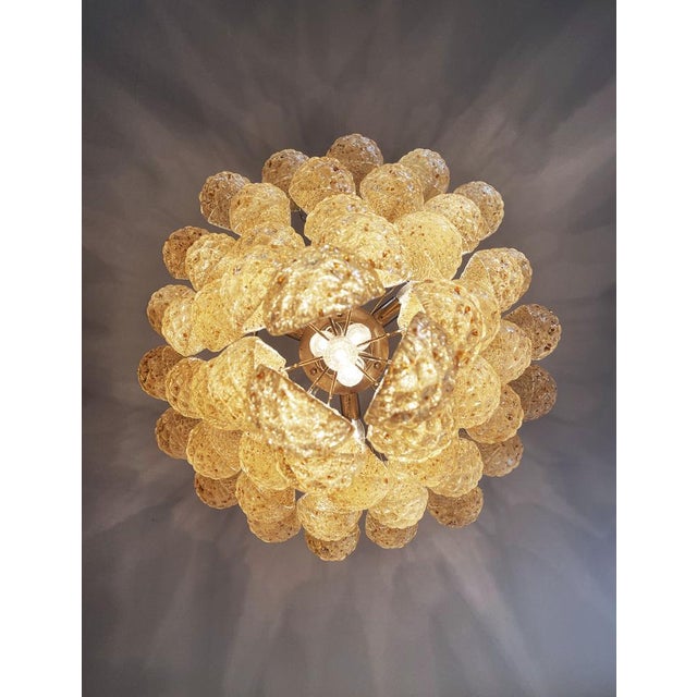 Italian Amber Murano Glass Chandelier with 52 Drop Petals, 1990s For Sale - Image 16 of 18