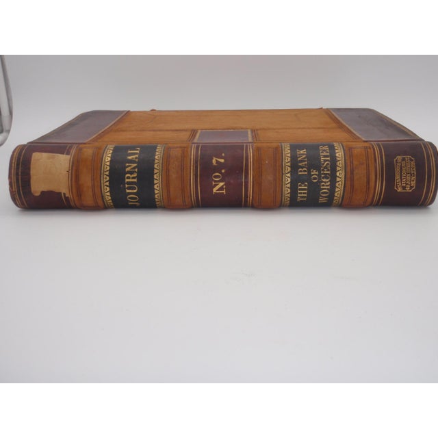 Animal Skin Antique Extra Large Leather Bank Journal Ledger #7 New York 1894-1896 For Sale - Image 7 of 15