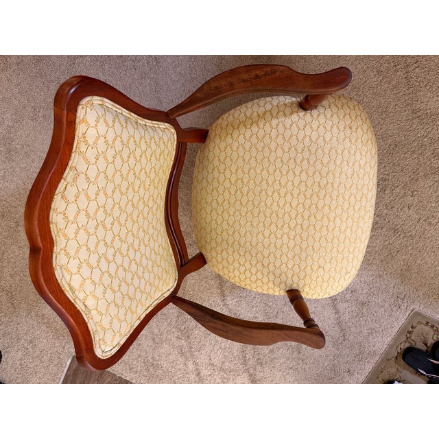 Wood Early 20th Century Mahogany Office Armchair With Patterned Upholstery For Sale - Image 7 of 11