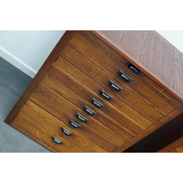 Vintage Dutch Oak Jewelers Drawer Cabinets, 1930s, Set of 2 For Sale - Image 16 of 18
