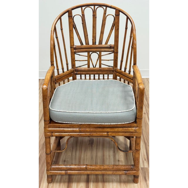 Vintage Brighton Pavilion Style Burnt Bamboo Chair For Sale - Image 11 of 13