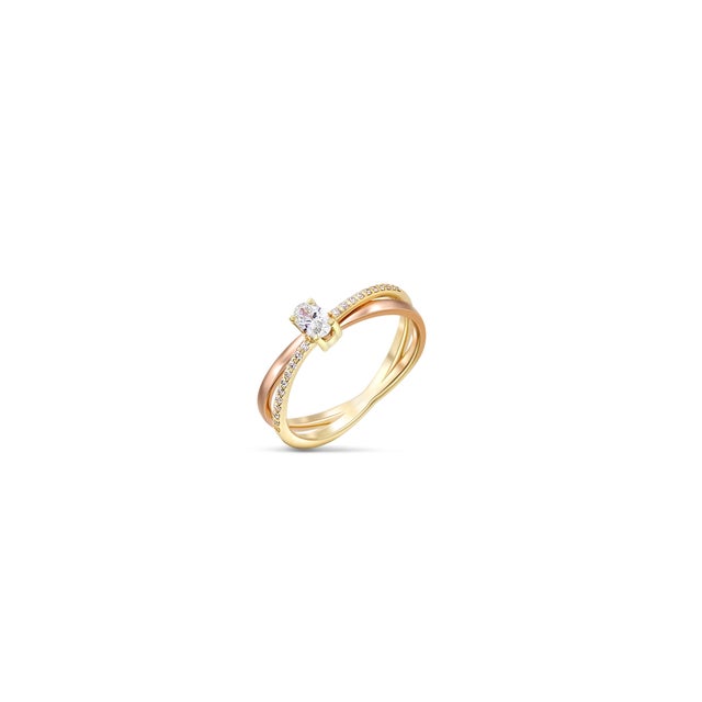 Modern Oval Moissanite Spiral 14k Gold Ring, Size 6.75 For Sale - Image 3 of 4