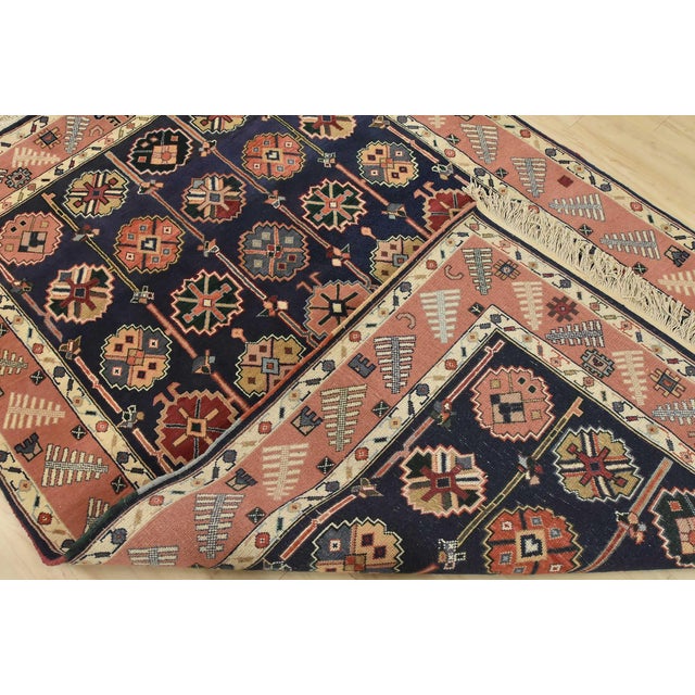 Heriz Rug 5’11” X 8’11” Blue Wool Vintage Tribal Hand-Knotted Oriental Carpet For Sale - Image 13 of 14