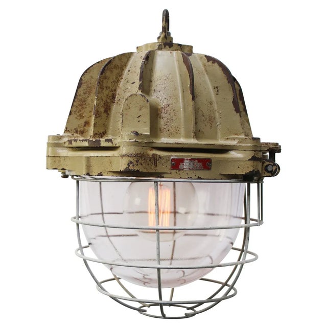 1970s Vintage French Industrial Cast Iron Pendant Lamp from Mapelec Amiens, 1977 For Sale - Image 5 of 6