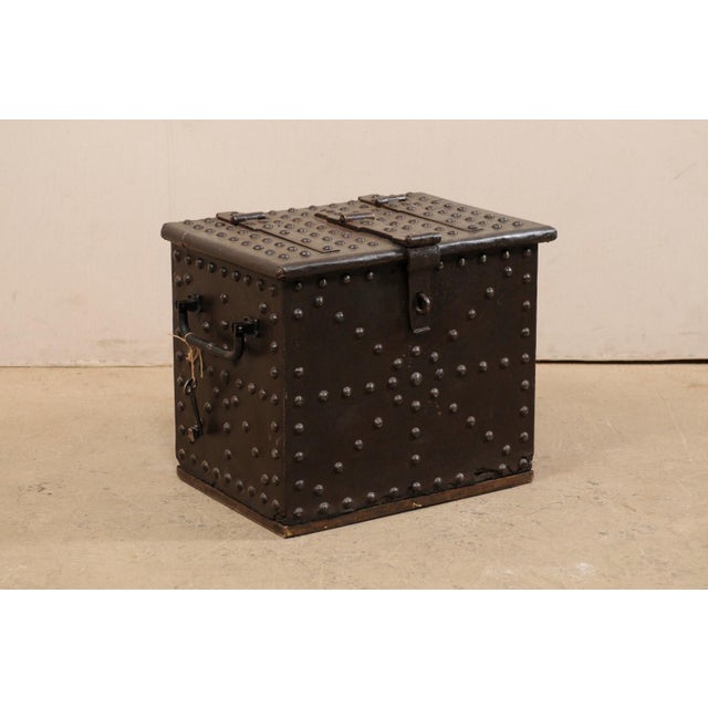 18th Century 18th Century Iron Clad Wood Strong box, Spain For Sale - Image 5 of 12