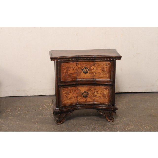 Wood Early 20th Century Venetian Pair Petite Marquetry Side Chests For Sale - Image 7 of 13