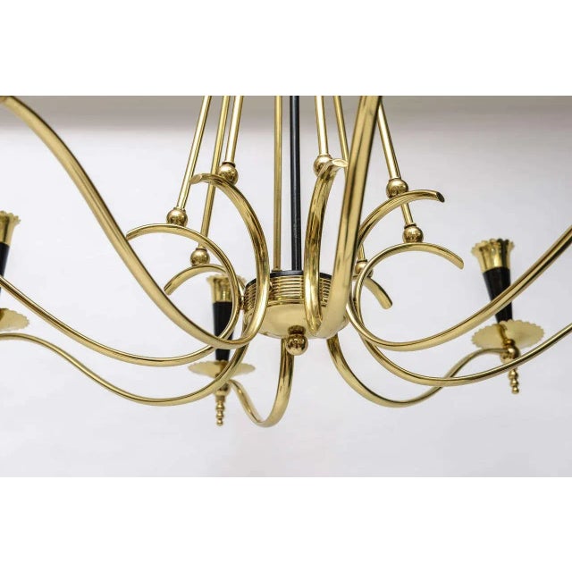 Mid-Century Modern Italian Neoclassical Brass 8 Arm Chandelier For Sale - Image 3 of 9